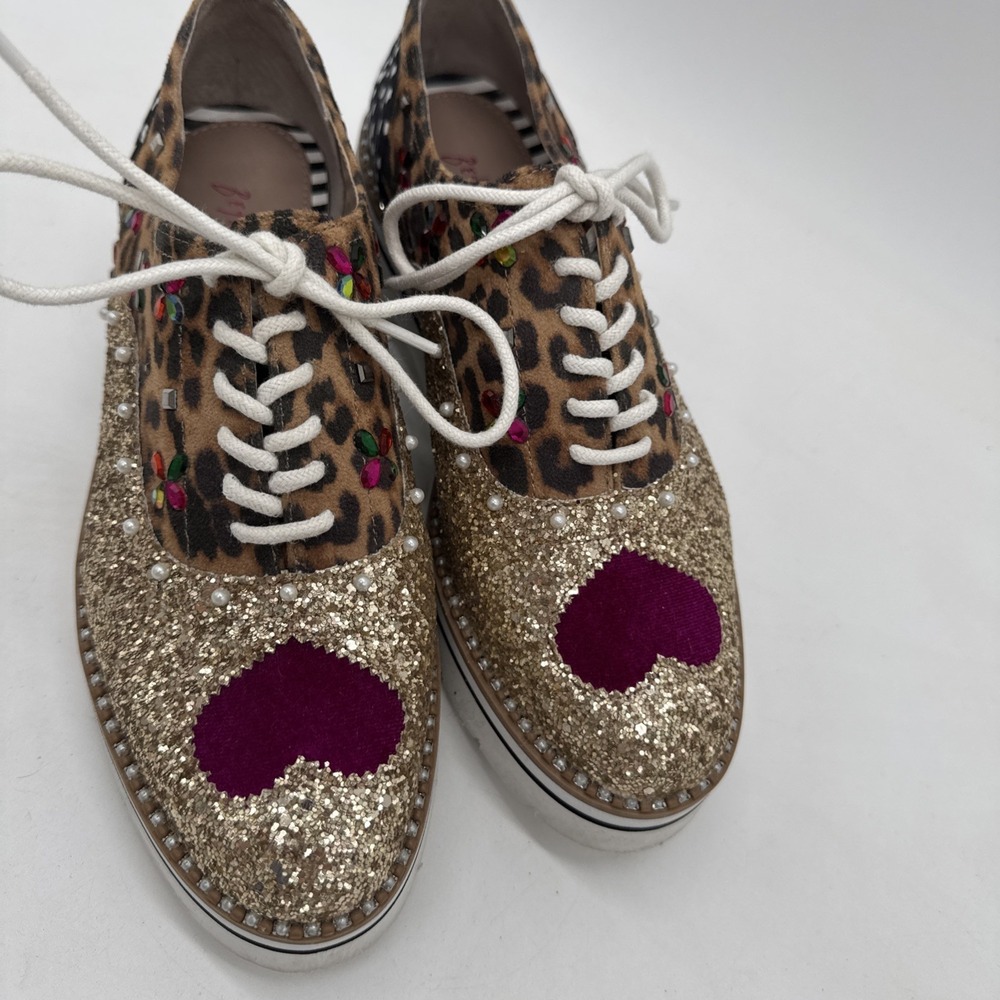 Betsy Johnson PIXXY Platform Loafers Shoes Size 6 Embellished Discontinued - Picture 2 of 12